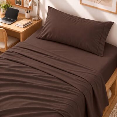 Cathay Home 90 gsm Solid Sheet Set, California King, Nero, Brown, Coppia Cathay Home 90 gsm Solid Sheet Set, California King, Nero, Brown, Coppia
