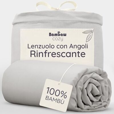 Bambaw Lenzuolo 140x200 con angoli bambu, Altezza fino a 35cm, Lenzuola antisudore, Biancheria letto rinfrescante e antiacaro, Lenzuola fredde, Lenzuolo in fibra di bambu certificato Oeko-Tex (Grigio) Bambaw Lenzuolo 140x200 con angoli bambu, Altezza fino a 35cm, Lenzuola antisudore, Biancheria letto rinfrescante e antiacaro, Lenzuola fredde, Lenzuolo in fibra di bambu certificato Oeko-Tex (Grigio)