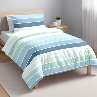 Ruggeri Set Lenzuola Sacco Copripiumino Singolo Cotone, con Federa, Righe Ruggeri Set Lenzuola Sacco Copripiumino Singolo Cotone, con Federa, Righe