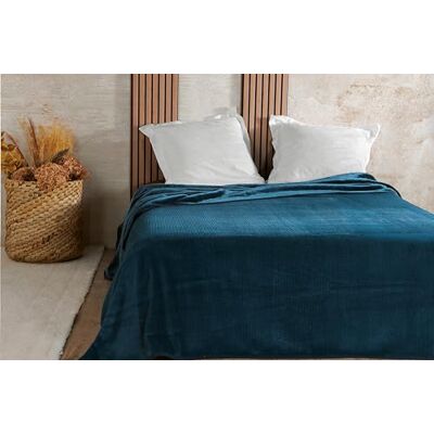 Linder Copriletto in velluto goffrato, 240 x 260 cm, colore: blu navy Linder Copriletto in velluto goffrato, 240 x 260 cm, colore: blu navy