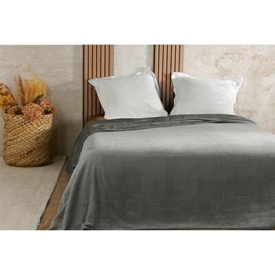 Linder Copriletto in velluto goffrato, 240 x 260 cm, colore: grigio Linder Copriletto in velluto goffrato, 240 x 260 cm, colore: grigio