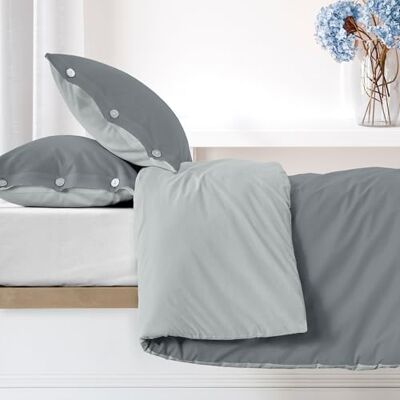 Ruggeri Set Copripiumino Matrimoniale Cotone Federe Lenzuola Sacco, Grigio Ruggeri Set Copripiumino Matrimoniale Cotone Federe Lenzuola Sacco, Grigio
