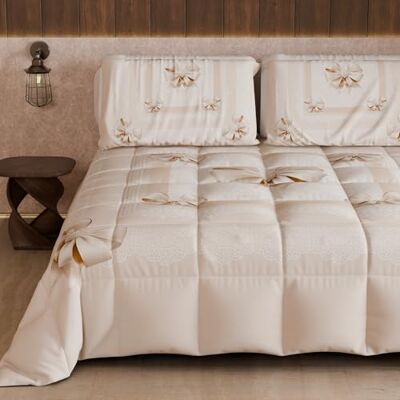 PETTI Artigiani Italiani Trapunta Una Piazza e Mezza Invernale, Piumone Una Piazza e Mezza, Trapunta Double Face Tinta Unita e Stampa Digitale Fiocco Beige, Made in Italy PETTI Artigiani Italiani Trapunta Una Piazza e Mezza Invernale, Piumone Una Piazza e Mezza, Trapunta Double Face Tinta Unita e Stampa Digitale Fiocco Beige, Made in Italy