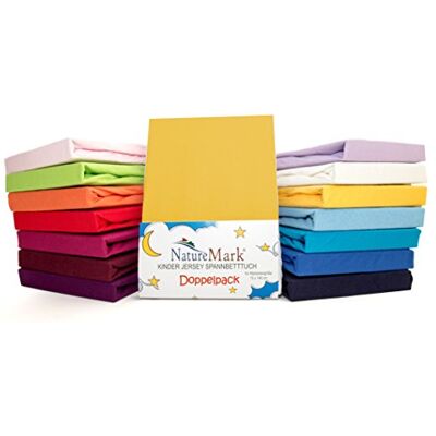 NatureMark Confezione risparmio, set di 2 lenzuoli con angoli in Jersey 100% cotone per letto bambini, testato öko Tex, vari colori, Tessuto, Gelb / Mais, 70 x 140 cm NatureMark Confezione risparmio, set di 2 lenzuoli con angoli in Jersey 100% cotone per letto bambini, testato öko Tex, vari colori, Tessuto, Gelb / Mais, 70 x 140 cm