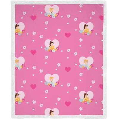 Disney Coperta in pile con rivestimento in sherpa con licenza ufficiale Princess, coperta super morbida e calda Design Flower Power Perfetta per casa, pigiama party e campeggio 100 x 150 cm Disney Coperta in pile con rivestimento in sherpa con licenza ufficiale Princess, coperta super morbida e calda Design Flower Power Perfetta per casa, pigiama party e campeggio 100 x 150 cm