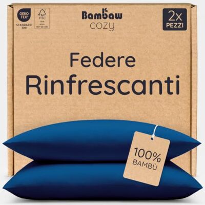 Bambaw Federe bambu 50x70 cm, Confezione da 2, Federa cuscino anallergica e antiacaro, Federa anti acne delicata sulla pelle, Federe rinfrescanti anti sudorazione per l’estate (Blu Marino) Bambaw Federe bambu 50x70 cm, Confezione da 2, Federa cuscino anallergica e antiacaro, Federa anti acne delicata sulla pelle, Federe rinfrescanti anti sudorazione per l’estate (Blu Marino)
