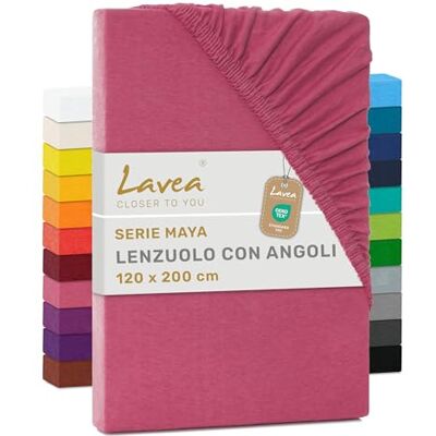 Lavea ® Lenzuolo con Angoli Una Piazza e Mezza 120x200 cm 100% Cotone Morbido e Traspirante per Materassi alti fino a 20 cm con Elastico in Jersey Corallo Lavea ® Lenzuolo con Angoli Una Piazza e Mezza 120x200 cm 100% Cotone Morbido e Traspirante per Materassi alti fino a 20 cm con Elastico in Jersey Corallo