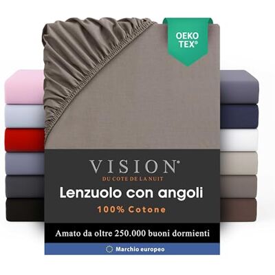 VISION Lenzuolo con angoli 100% cotone Letto matrimoniale (200 x 200 cm) Angoli elasticizzati Adatto a materassi fino a 30 cm Certificato Oeko-Tex Lavabile in lavatrice Colore: corda VISION Lenzuolo con angoli 100% cotone Letto matrimoniale (200 x 200 cm) Angoli elasticizzati Adatto a materassi fino a 30 cm Certificato Oeko-Tex Lavabile in lavatrice Colore: corda
