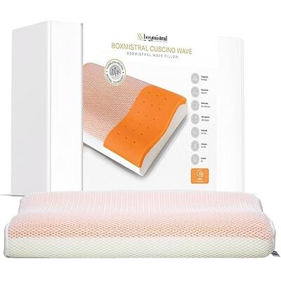 BOX MISTRAL WAVE: cuscino cervicale memory foam, rivestimento traspirante e anallergico certificato OEKO-TEX Standard 100, Made in Italy, 68x40x11/13 cm (Agrumi) BOX MISTRAL WAVE: cuscino cervicale memory foam, rivestimento traspirante e anallergico certificato OEKO-TEX Standard 100, Made in Italy, 68x40x11/13 cm (Agrumi)