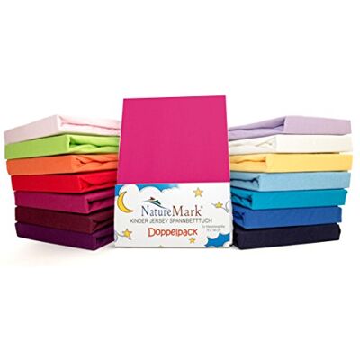 NatureMark Confezione risparmio, set di 2 lenzuoli con angoli in Jersey 100% cotone per letto bambini, testato öko Tex, vari colori, Tessuto, Rosa/Magenta, 70 x 140 cm NatureMark Confezione risparmio, set di 2 lenzuoli con angoli in Jersey 100% cotone per letto bambini, testato öko Tex, vari colori, Tessuto, Rosa/Magenta, 70 x 140 cm