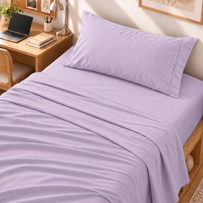 Cathay Home Essentials Set di lenzuola in microfibra spazzolata ultra morbida, ipoallergenica, resistente alle pieghe, colore: lavanda, doppio Cathay Home Essentials Set di lenzuola in microfibra spazzolata ultra morbida, ipoallergenica, resistente alle pieghe, colore: lavanda, doppio