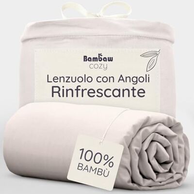 Bambaw Lenzuolo con angoli matrimoniale bambù, 180x200 cm, Altezza fino a 35cm, Lenzuolo rinfrescante per dormire, Lenzuola matrimonali estive, anallergiche e antiacaro, Certificate OEKO-TEX® (Sabbia) Bambaw Lenzuolo con angoli matrimoniale bambù, 180x200 cm, Altezza fino a 35cm, Lenzuolo rinfrescante per dormire, Lenzuola matrimonali estive, anallergiche e antiacaro, Certificate OEKO-TEX® (Sabbia)