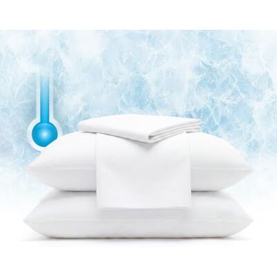 Serta Power Chill Proteggi cuscino rinfrescante, antimacchia e con cerniera, protegge il cuscino da polvere e sporco, king size, bianco, 2 pezzi Serta Power Chill Proteggi cuscino rinfrescante, antimacchia e con cerniera, protegge il cuscino da polvere e sporco, king size, bianco, 2 pezzi