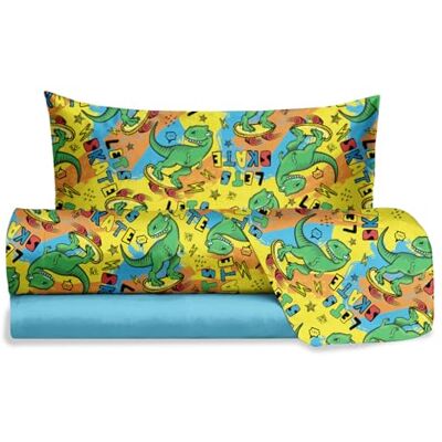 Set Lenzuola Singolo Dinosauro HERMET Jolly Set Lenzuola Singolo Dinosauro HERMET Jolly