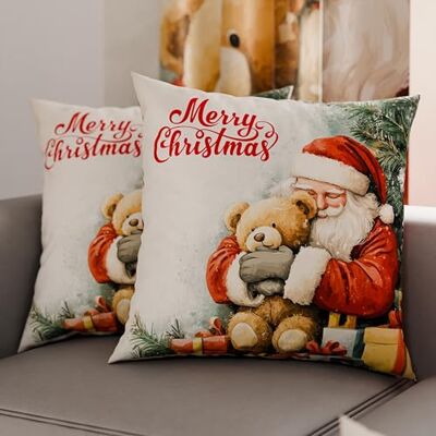 PETTI Artigiani Italiani Coppia di Federe Cuscino 80x80 cm in Microfibra, Federe Natalizie, Cuscini Arredo di Natale Camera da Letto, Divano, Salotto, Set 2 Fodere Copricuscino, Federa Xmas 12 PETTI Artigiani Italiani Coppia di Federe Cuscino 80x80 cm in Microfibra, Federe Natalizie, Cuscini Arredo di Natale Camera da Letto, Divano, Salotto, Set 2 Fodere Copricuscino, Federa Xmas 12