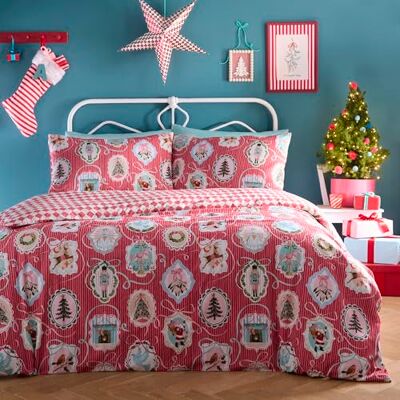 Fusion Set copripiumino matrimoniale con motivo natalizio vintage rosso – Animali Maximalist Bedding – Super morbido 52% poliestere e 48% cotone – Include 1 copripiumino (200 x 200 cm) e 2 federe Fusion Set copripiumino matrimoniale con motivo natalizio vintage rosso – Animali Maximalist Bedding – Super morbido 52% poliestere e 48% cotone – Include 1 copripiumino (200 x 200 cm) e 2 federe