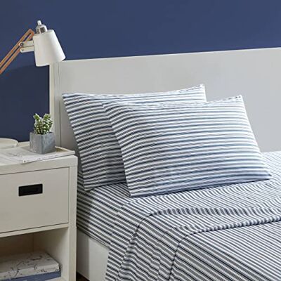 Nautica Set di lenzuola per letto matrimoniale, in percalle di cotone, fresco e fresco, leggero e traspirante (Coleridge Stripe Blue, Queen) Nautica Set di lenzuola per letto matrimoniale, in percalle di cotone, fresco e fresco, leggero e traspirante (Coleridge Stripe Blue, Queen)