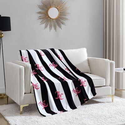 Juicy Couture Cabana Coperta in peluche a righe nere, 127 x 178 cm, lussuosa coperta in microfibra per il massimo comfort e calore accogliente Juicy Couture Cabana Coperta in peluche a righe nere, 127 x 178 cm, lussuosa coperta in microfibra per il massimo comfort e calore accogliente