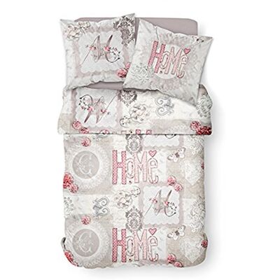 TODAY Enjoy Home Heart-Parure HC3: copripiumino 220 x 240 cm + 2 federe, 100% cotone, (57 fili), bianco, beige, 220 x 240 cm TODAY Enjoy Home Heart-Parure HC3: copripiumino 220 x 240 cm + 2 federe, 100% cotone, (57 fili), bianco, beige, 220 x 240 cm