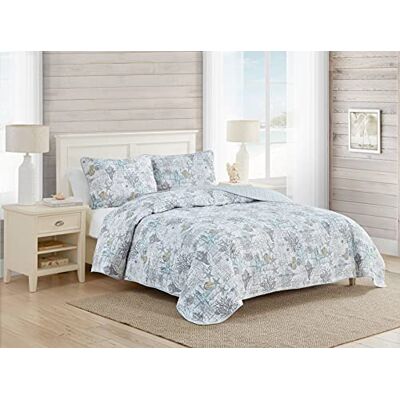 Tommy Bahama Beach Bliss Collection Set di biancheria da letto 100% cotone, reversibile, leggera e traspirante con federe coordinate, pre-lavato per una maggiore morbidezza, regina, grigio pellicano Tommy Bahama Beach Bliss Collection Set di biancheria da letto 100% cotone, reversibile, leggera e traspirante con federe coordinate, pre-lavato per una maggiore morbidezza, regina, grigio pellicano