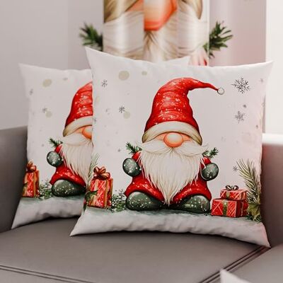 PETTI Artigiani Italiani Coppia di Federe Cuscino 30x30 cm in Microfibra, Federe Natalizie, Cuscini Arredo di Natale Camera da Letto, Divano, Salotto, Set 2 Fodere Copricuscino, Federa Gnomo 01 PETTI Artigiani Italiani Coppia di Federe Cuscino 30x30 cm in Microfibra, Federe Natalizie, Cuscini Arredo di Natale Camera da Letto, Divano, Salotto, Set 2 Fodere Copricuscino, Federa Gnomo 01