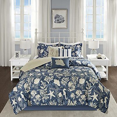 Madison Park All Season Down Alternative Accogliente Biancheria da letto con federe coordinate, cuscino decorativo, cotone, Cape Cod, Navy 7 pezzi, Queen Madison Park All Season Down Alternative Accogliente Biancheria da letto con federe coordinate, cuscino decorativo, cotone, Cape Cod, Navy 7 pezzi, Queen