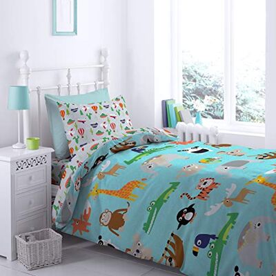 Catherine Lansfield Animal Adventures Copripiumino + federa per cuscino, 90 cm, 160 x 220 + 50 x 110 cm Catherine Lansfield Animal Adventures Copripiumino + federa per cuscino, 90 cm, 160 x 220 + 50 x 110 cm