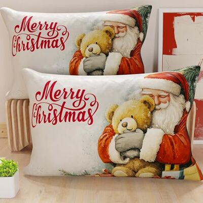 PETTI Artigiani Italiani Coppia di Federe Cuscino 50x80 cm in Microfibra, Federe Natalizie, Cuscini Arredo di Natale Camera da Letto, Divano, Salotto, Set 2 Fodere Copricuscino, Federa Xmas 12 PETTI Artigiani Italiani Coppia di Federe Cuscino 50x80 cm in Microfibra, Federe Natalizie, Cuscini Arredo di Natale Camera da Letto, Divano, Salotto, Set 2 Fodere Copricuscino, Federa Xmas 12