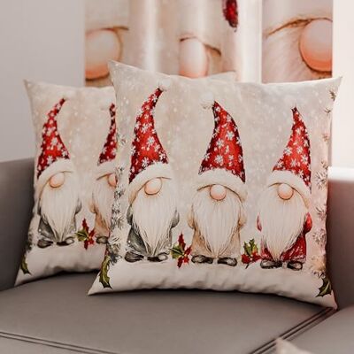 PETTI Artigiani Italiani Coppia di Federe Cuscino 60x60 cm in Microfibra, Federe Natalizie, Cuscini Arredo di Natale Camera da Letto, Divano, Salotto, Set 2 Fodere Copricuscino, Federa Gnomo 03 PETTI Artigiani Italiani Coppia di Federe Cuscino 60x60 cm in Microfibra, Federe Natalizie, Cuscini Arredo di Natale Camera da Letto, Divano, Salotto, Set 2 Fodere Copricuscino, Federa Gnomo 03
