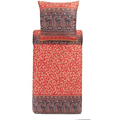 Bassetti Biancheria da letto Como R1 in cotone makò satin di colore rosso, 2 pezzi con chiusura lampo, dimensioni: 240 x 220 cm, 80 x 80 cm, Bassetti Biancheria da letto Como R1 in cotone makò satin di colore rosso, 2 pezzi con chiusura lampo, dimensioni: 240 x 220 cm, 80 x 80 cm,