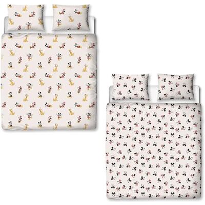 Disney Set copripiumino matrimoniale con licenza ufficiale Mickey e Minnie Design Ditsy Biancheria da letto per bambini reversibile a 2 facce color crema, con federe abbinate Disney Set copripiumino matrimoniale con licenza ufficiale Mickey e Minnie Design Ditsy Biancheria da letto per bambini reversibile a 2 facce color crema, con federe abbinate