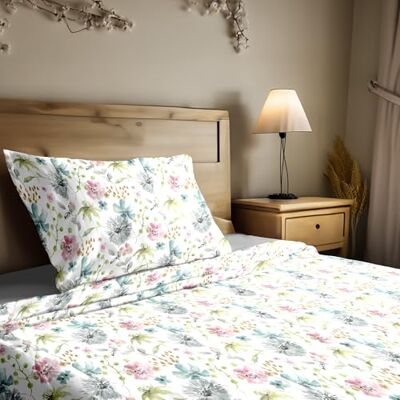 Ruggeri Set lenzuola Piazza e Mezza Made in Italy 100% Puro Cotone Collezione Flower Mon Amour (Eden) Ruggeri Set lenzuola Piazza e Mezza Made in Italy 100% Puro Cotone Collezione Flower Mon Amour (Eden)