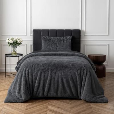 Sleepdown Set di biancheria da letto con copripiumino e federa, 135 x 200 cm, in poliestere, facile da lavare, colore: Grigio antracite Sleepdown Set di biancheria da letto con copripiumino e federa, 135 x 200 cm, in poliestere, facile da lavare, colore: Grigio antracite