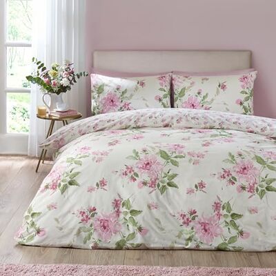 Catherine Lansfield Avebury Set copripiumino singolo reversibile con federa, motivo floreale, colore: panna Catherine Lansfield Avebury Set copripiumino singolo reversibile con federa, motivo floreale, colore: panna