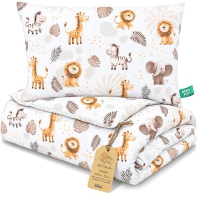 Totsy Baby Piumino lettino senza federa cotone Set coperta cuscino culla 90x120 cm piumone trapunta per neonato bambino imbottitura leggera traspirante caldo Oeko Tex Animali safari Totsy Baby Piumino lettino senza federa cotone Set coperta cuscino culla 90x120 cm piumone trapunta per neonato bambino imbottitura leggera traspirante caldo Oeko Tex Animali safari