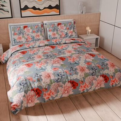PETTI Artigiani Italiani Set Copripiumino Matrimoniale 240x220 cm (2 Federe 50x80 cm Incluse), Parure Copripiumino Microfibra con Stampa Digitale Floreale 19 04 Made in Italy PETTI Artigiani Italiani Set Copripiumino Matrimoniale 240x220 cm (2 Federe 50x80 cm Incluse), Parure Copripiumino Microfibra con Stampa Digitale Floreale 19 04 Made in Italy