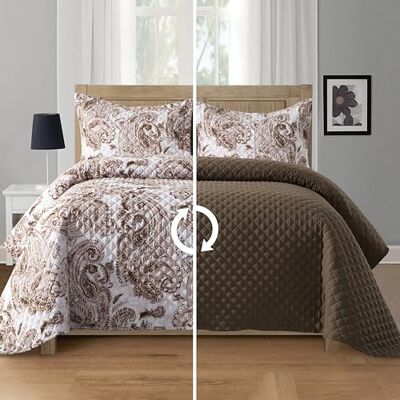 Elegant Comfort Plaid patchwork reversibile pesante con cuciture premium per tutte le stagioni trapuntato, microfibra, tortora, completo Elegant Comfort Plaid patchwork reversibile pesante con cuciture premium per tutte le stagioni trapuntato, microfibra, tortora, completo