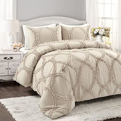 Lush Decor Avon Set di 3 trapunti, neutro, per letto king size Lush Decor Avon Set di 3 trapunti, neutro, per letto king size