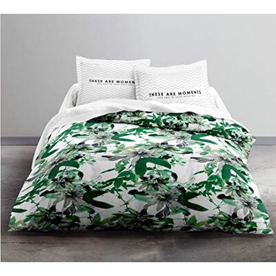TODAY Enjoy Passiflore-Parure HC4: copripiumino 240 x 260 cm + 2 federe, 100% cotone, verde TODAY Enjoy Passiflore-Parure HC4: copripiumino 240 x 260 cm + 2 federe, 100% cotone, verde