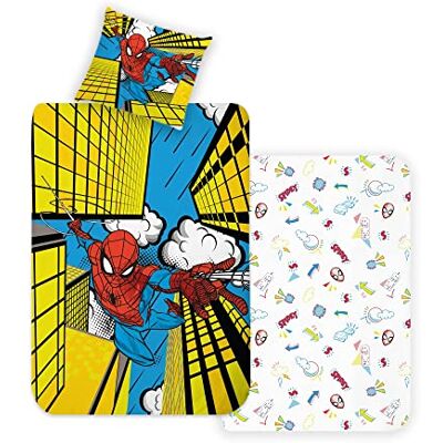 Disney Home Spiderman Set di biancheria da letto double-face, 135 x 200 cm, federa 80 x 80 cm, super morbida, 100% cotone, 2 pezzi, motivo Spiderman, morbida e piacevole sulla pelle Disney Home Spiderman Set di biancheria da letto double-face, 135 x 200 cm, federa 80 x 80 cm, super morbida, 100% cotone, 2 pezzi, motivo Spiderman, morbida e piacevole sulla pelle