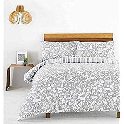 Youley Riva Paoletti Skandi Woodland Set Copripiumino Singolo, Cotone, Grey, King Youley Riva Paoletti Skandi Woodland Set Copripiumino Singolo, Cotone, Grey, King