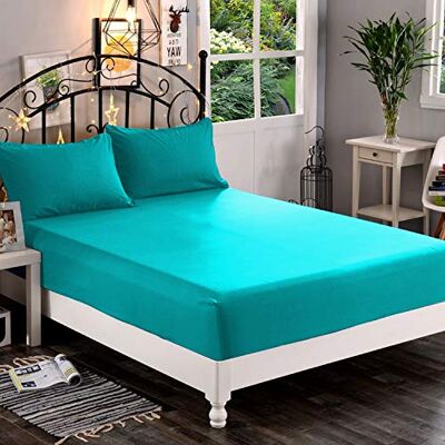 Elegant Comfort 1500, Lenzuolo con angoli profondi (40,64 cm), di qualità alberghiera, in morbida microfibra, resistente alle pieghe e allo sbiadimento, per letto singolo/1 piazza e mezzo, turchese Elegant Comfort 1500, Lenzuolo con angoli profondi (40,64 cm), di qualità alberghiera, in morbida microfibra, resistente alle pieghe e allo sbiadimento, per letto singolo/1 piazza e mezzo, turchese