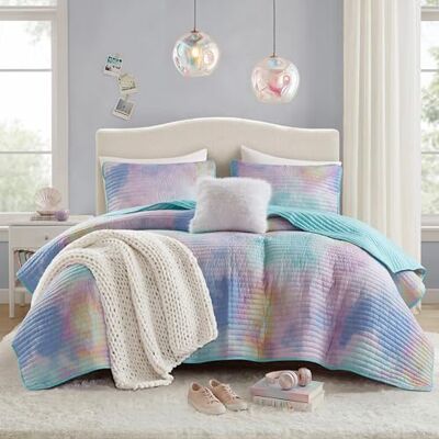Intelligent Design Set copripiumino per letto queen size, stile bohémien, copriletto trapuntato leggero e alla moda, per tutte le stagioni, con federe, Cassiopeia, per letto matrimoniale, rosa/blu, 4 Intelligent Design Set copripiumino per letto queen size, stile bohémien, copriletto trapuntato leggero e alla moda, per tutte le stagioni, con federe, Cassiopeia, per letto matrimoniale, rosa/blu, 4