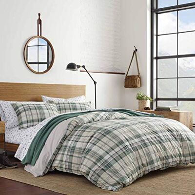 Eddie Bauer Set copripiumino per letto matrimoniale, in cotone reversibile con federe coordinate, decorazione per la casa a quadri per tutte le stagioni (legname sempreverde, regina) Eddie Bauer Set copripiumino per letto matrimoniale, in cotone reversibile con federe coordinate, decorazione per la casa a quadri per tutte le stagioni (legname sempreverde, regina)