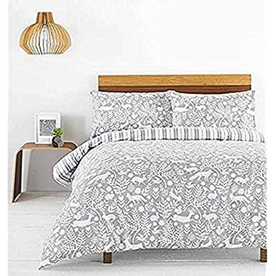 Youley Riva Paoletti Skandi Woodland Set Copripiumino Singolo, Cotone, Grey, Super King Youley Riva Paoletti Skandi Woodland Set Copripiumino Singolo, Cotone, Grey, Super King