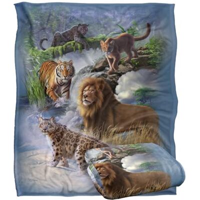 LOGOVISION Jq Licensing Jlo Big Cats Lion, Tiger, Leopard, Cougar Coperta super morbida al tatto setoso – 152 x 127 cm LOGOVISION Jq Licensing Jlo Big Cats Lion, Tiger, Leopard, Cougar Coperta super morbida al tatto setoso – 152 x 127 cm
