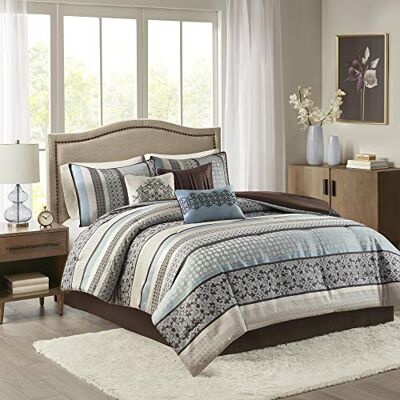 Madison Park Biancheria da Letto Alternativa per Tutte Le Stagioni con federe abbinate, Cuscino Decorativo, Poliestere, Blu Princeton, Cal King (264 x 233 cm) Madison Park Biancheria da Letto Alternativa per Tutte Le Stagioni con federe abbinate, Cuscino Decorativo, Poliestere, Blu Princeton, Cal King (264 x 233 cm)