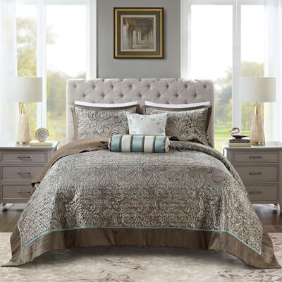 Madison Park Set di biancheria da letto per tutte le stagioni, con copriletto leggero, federe decorative, in poliestere, Aubrey, Paisley, misura grande, per letto matrimoniale (304,8 x 299,7 cm) Madison Park Set di biancheria da letto per tutte le stagioni, con copriletto leggero, federe decorative, in poliestere, Aubrey, Paisley, misura grande, per letto matrimoniale (304,8 x 299,7 cm)