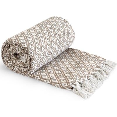 Emma Barclay Taupe Copriletto in Cotone Riciclato Design Geometrico Moderno - Copriletto Emma Barclay Taupe Copriletto in Cotone Riciclato Design Geometrico Moderno - Copriletto