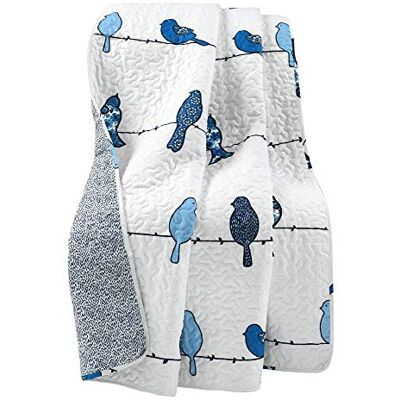 Lush Decor Rowley Coperta reversibile con uccelli, 127 x 152,4 cm (larghezza x lunghezza), con stampa floreale colorata con uccellini, per letto, divano o sedia, decorazione per la casa in stile Lush Decor Rowley Coperta reversibile con uccelli, 127 x 152,4 cm (larghezza x lunghezza), con stampa floreale colorata con uccellini, per letto, divano o sedia, decorazione per la casa in stile